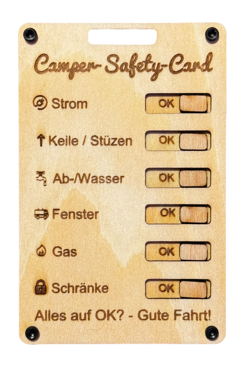 camping checkliste wohnwagen Die Wohnmobil Checkliste Camper Safety Card (WOODy) – fan4van