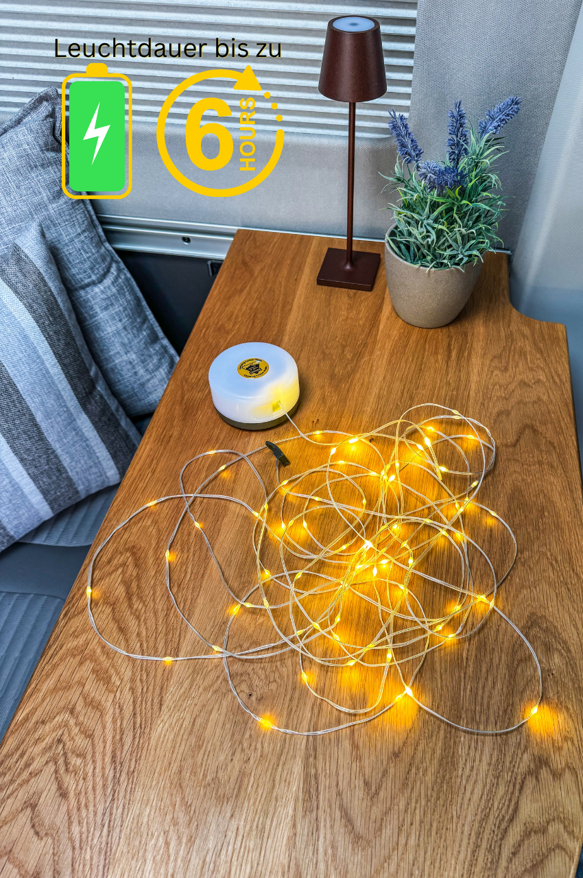 lichterketten camping Camping Lichterkette: 8m Ambi-Licht + Arbeitslampe im Taschenformat – fan4van