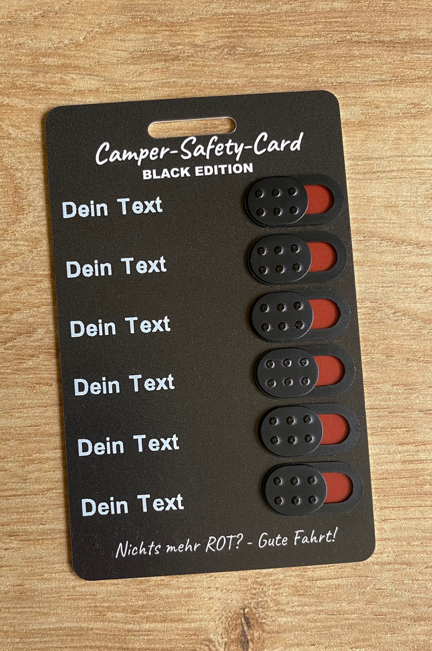 individuelle Camper Safety Card BLACK EDITION